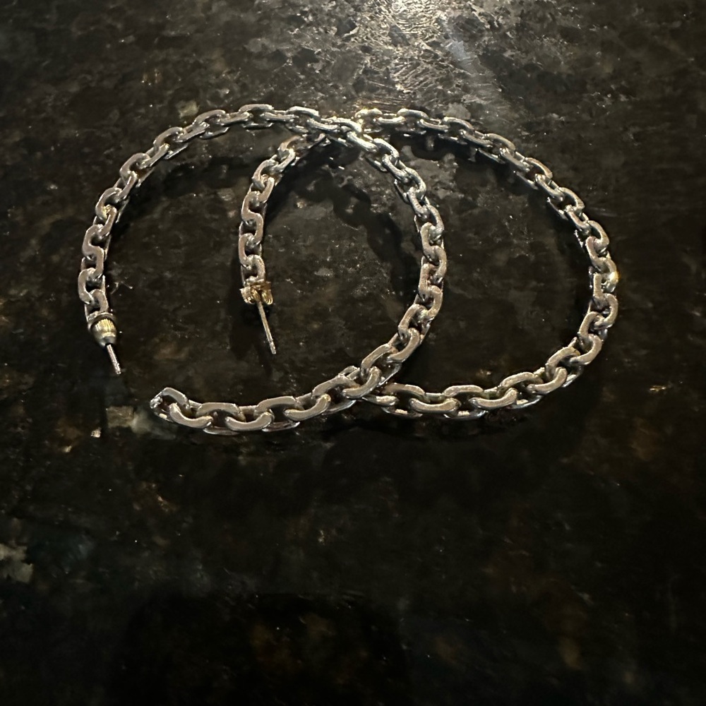 Tory Burch Chain Silver Hoops